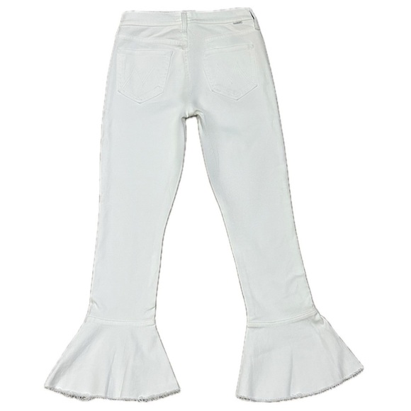 👖🤍 MOTHER Cha Cha Fray Jeans White High-Rise Flare Fray Hem | Sz 24 #preppyvibes - Picture 2 of 6